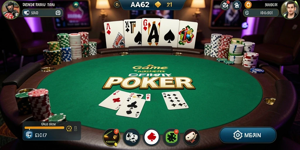 Screenshot gameplay AA62 menampilkan suasana poker yang seru dan kompetitif.