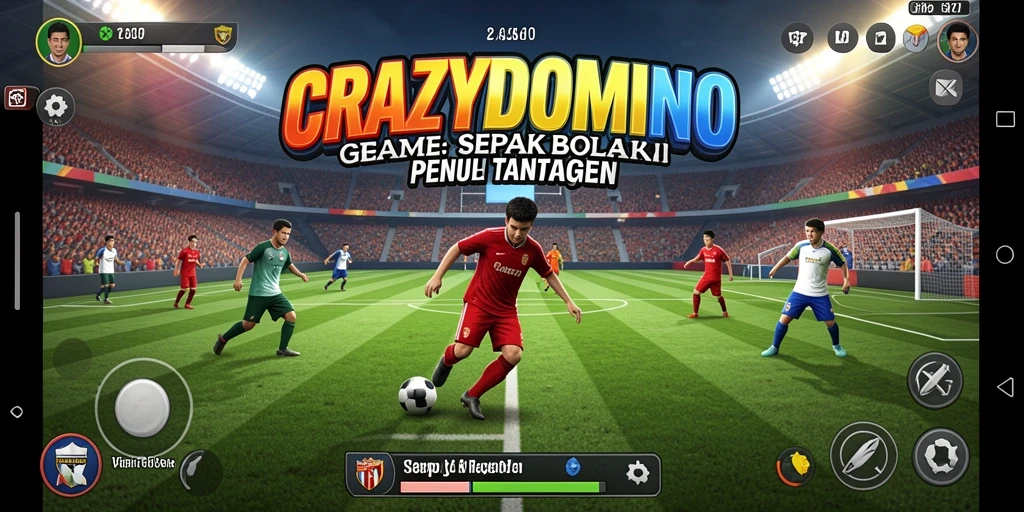 Screenshot gameplay <strong>CRAZYDOMINO</strong> dengan aksi menegangkan di lapangan.