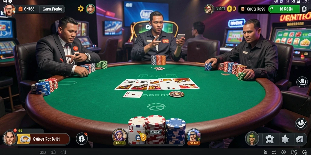 Screenshot gameplay Poker dari GN168 dengan tampilan yang menarik.