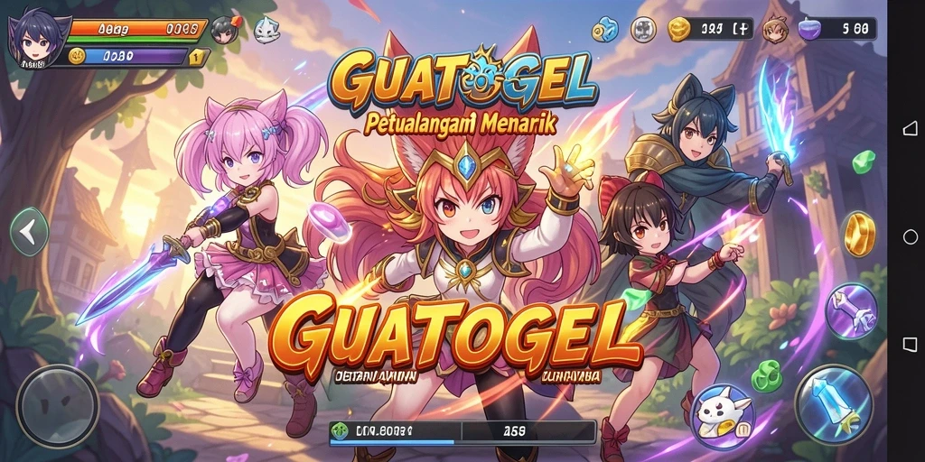 Tampilan gameplay GUATOGEL yang menakjubkan dan penuh warna.