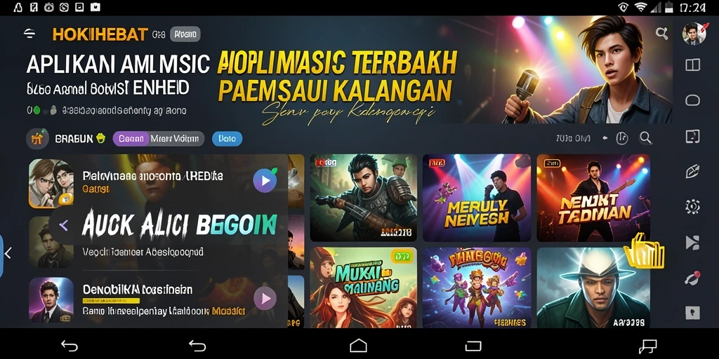Gameplay HOKIHEBAT menampilkan pengguna yang menikmati musik dengan berinteraksi.
