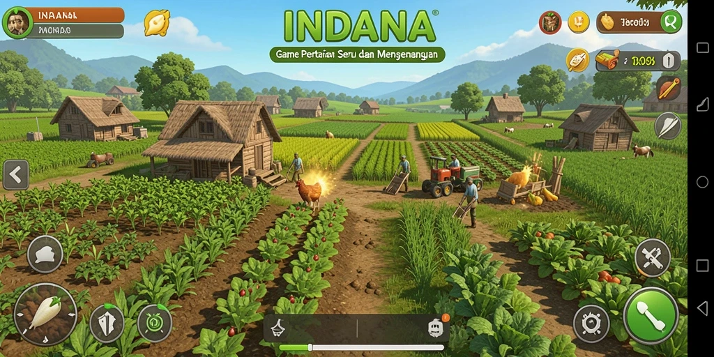 Tampilan gameplay yang menarik dalam permainanan pertanian INDAAA.