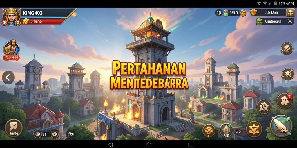 Screenshot KING403 menampilkan aksi mendebarkan dalam permainan Tower Defense.
