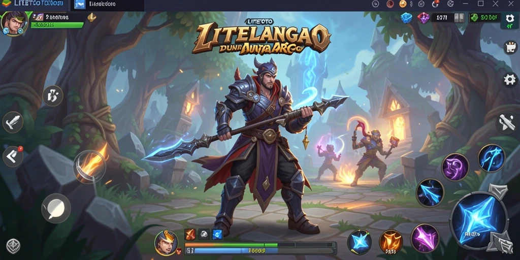 Screenshot gameplay LITETOTO menampilkan pertarungan seru dalam dunia fantasi.