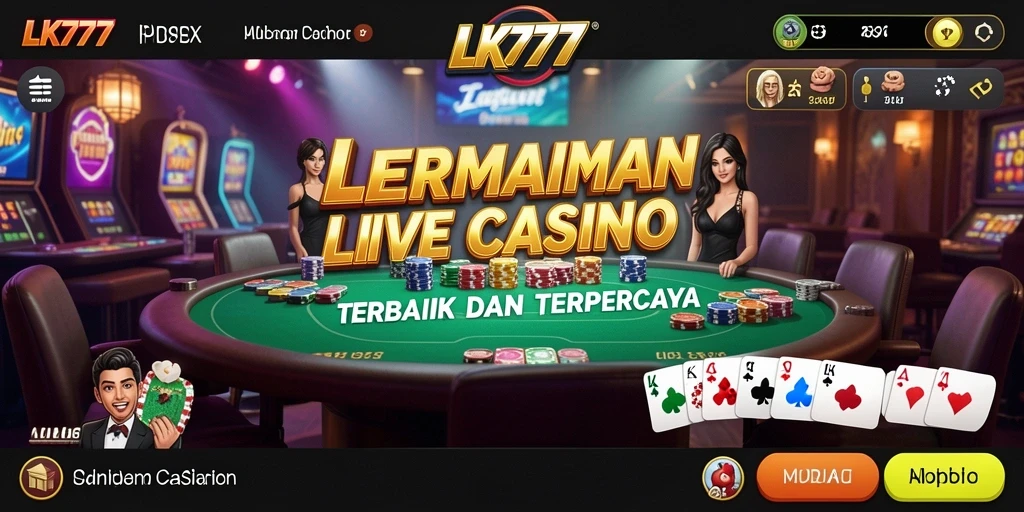 Screenshot gameplay LK777 menampilkan suasana kasino yang hidup dan interaktif.
