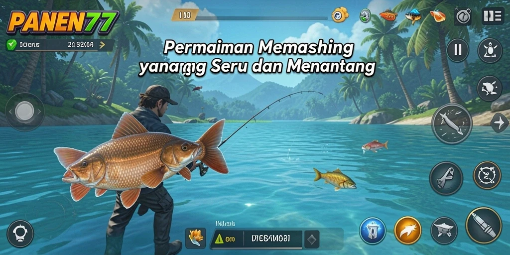 Screenshot utama PANEN77 menampilkan gameplay memancing yang seru dan menarik.