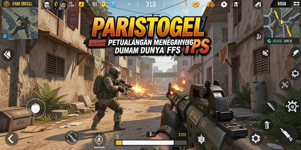 Screenshot menampilkan aksi intens dalam gameplay <strong>PARISTOGEL</strong> di medan perang FPS.
