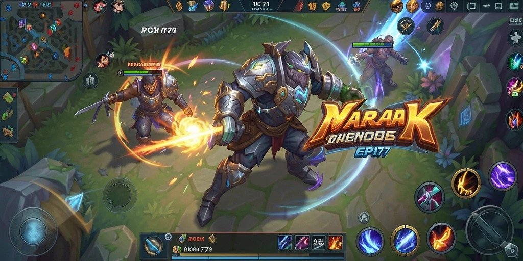 Tangkapan layar menampilkan pertempuran seru dalam game MOBA.