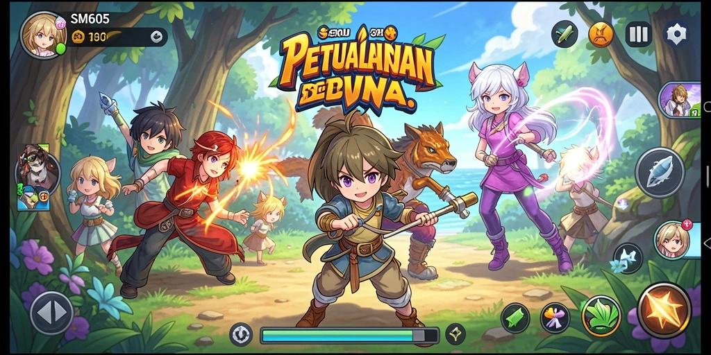 Tampilan menarik dari gameplay <strong>SM605</strong> yang menunjukkan karakter dan dunia Anime.