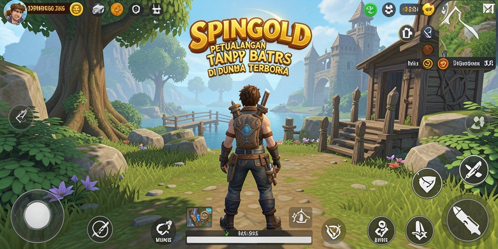 Tampilan seru gameplay SPINGOLD dalam dunia terbuka.