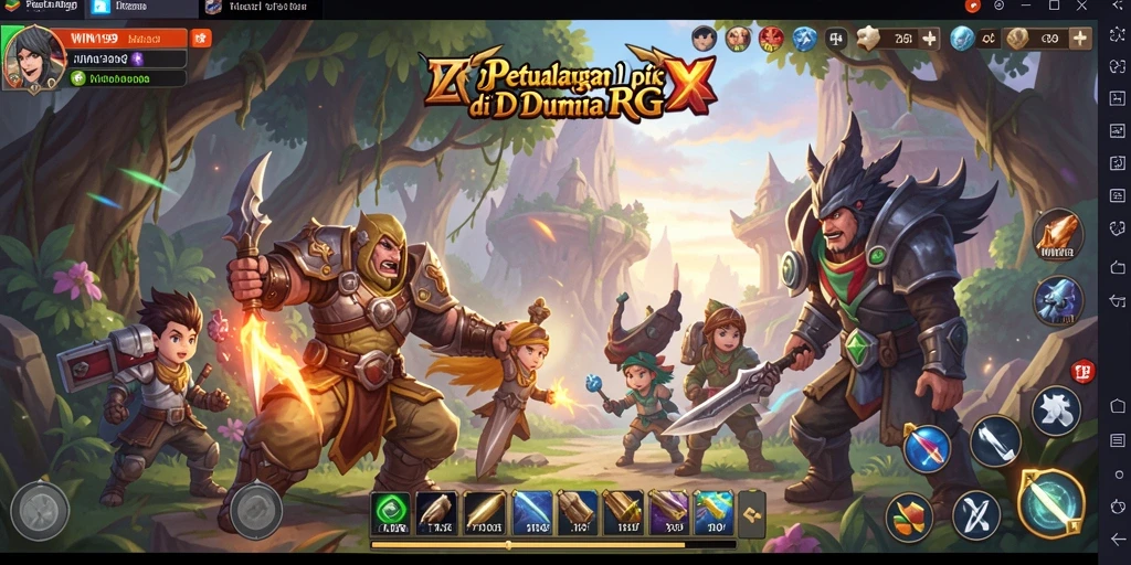 Screenshot gameplay <strong>WIN199</strong> yang menunjukkan pertarungan epik antar karakter.