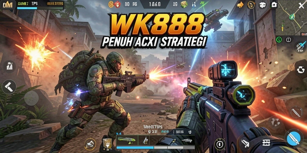 Tampilan gameplay menegangkan dalam WK888 di medan pertempuran.